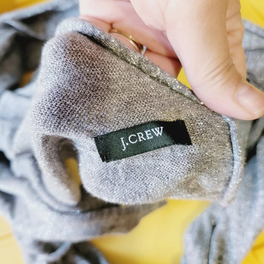 J.Crew Vintage Y2K Sparkle Scarf Gray Silver Metallic Knit‎ Fashion Holiday Wrap